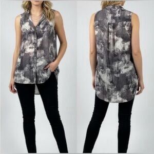 Eileen 100% Silk Tunic Top in Ink Blot S